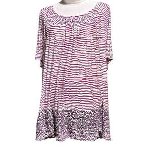 Fever women's 1X striped blouse with embroidered bottom